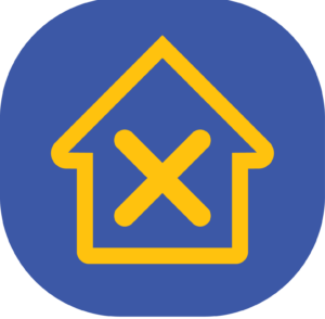 House with an X in the middle icon